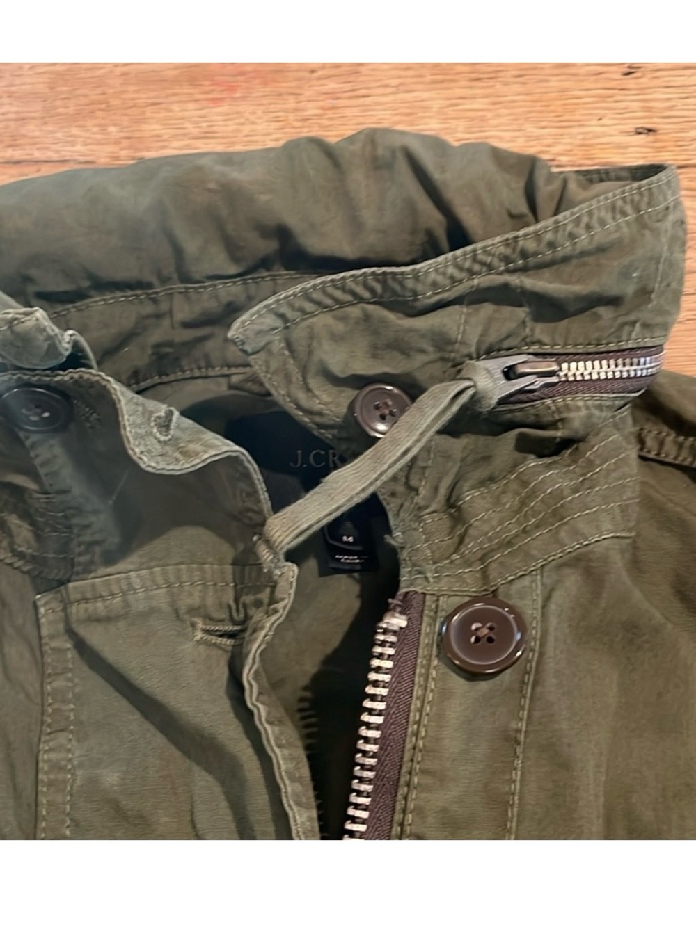 J Crew Olive Utility Jacket - Women's Military-Inspired Coat - Picture 5 of 6